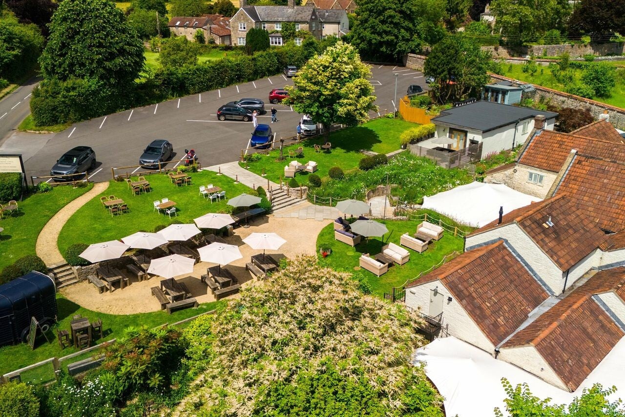 The Litton in Litton village, from the air, Somerset Pub