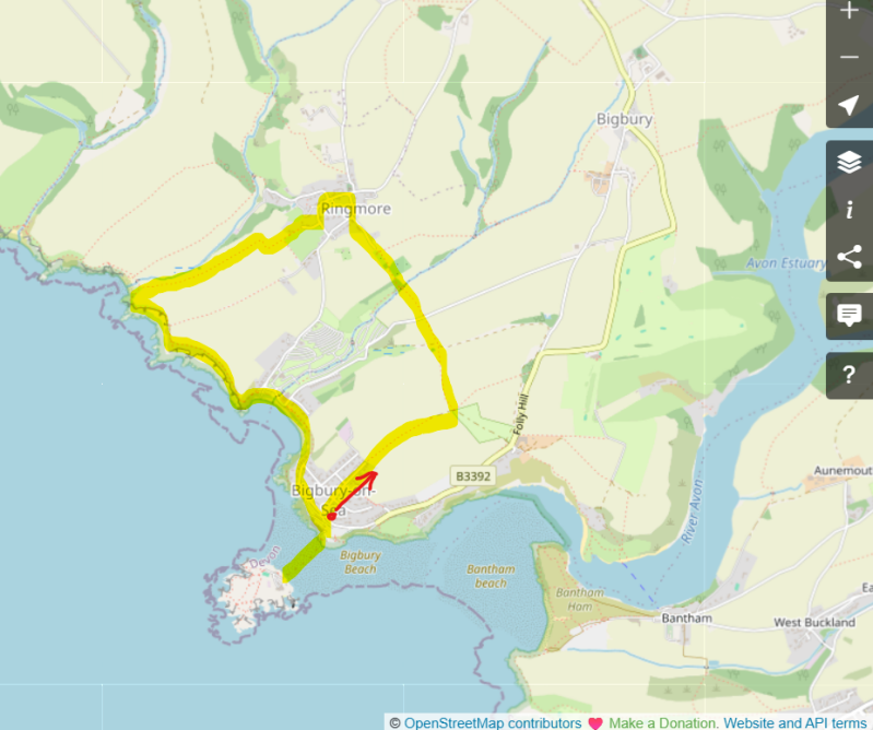 Route Map_The Pilchard Inn Pub Walk_Bigbury-on-Sea