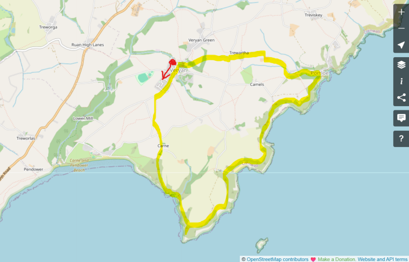 Route Map_The New Inn Pub Walk_Veryan