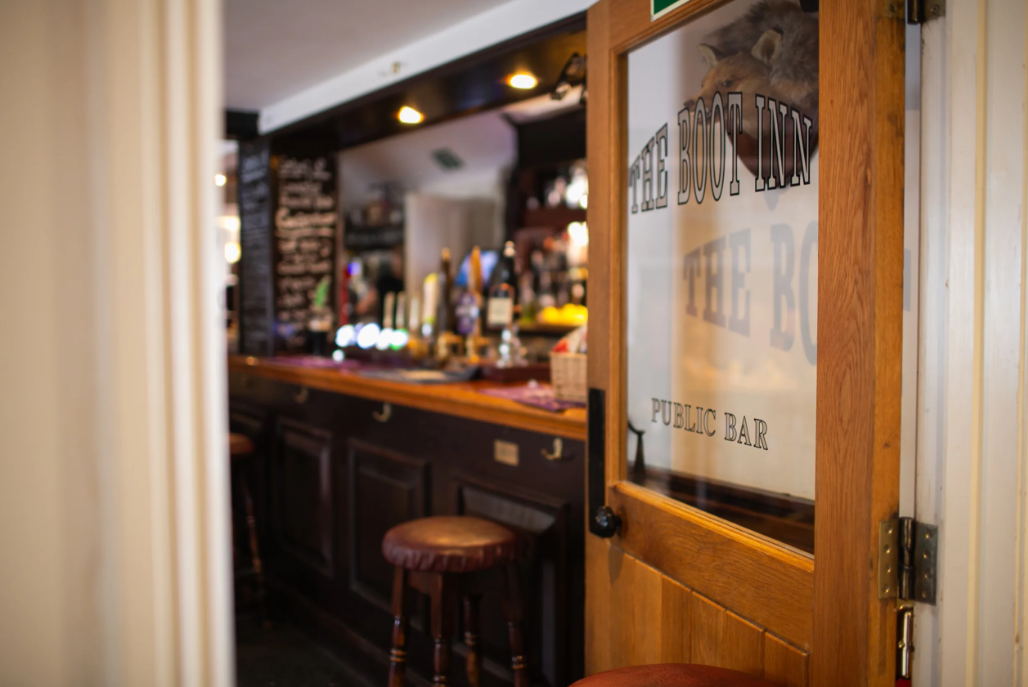 Entrance to the bar at The Boot Inn