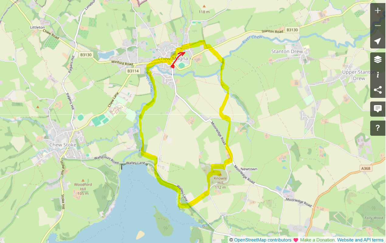 Route Map-The Pelican Pub Walk-Chew Magna