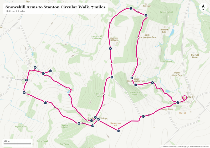 Walking route - Snowshill Arms Pub Walk