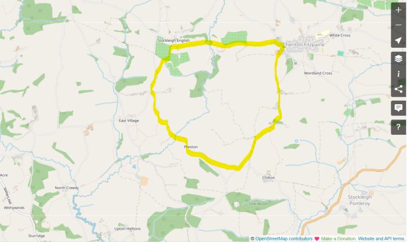 Ring of Bells Pub Walk-Route Map-Cheriton Fitzpaine
