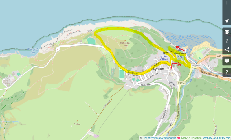 Lynmouth to Valley of the Rocks Walk_Route Map_Pubs worth the Walk