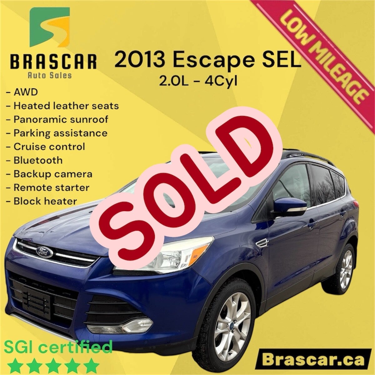 2013 Ford Escape SEL - No Accident