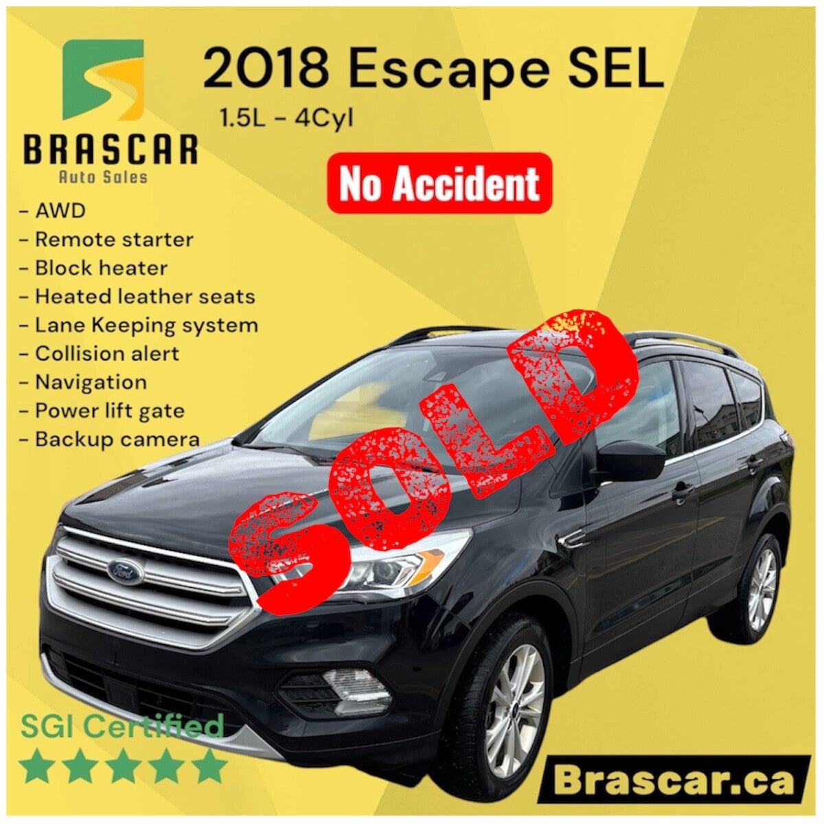 2018 Escape SEL - NO ACCIDENT