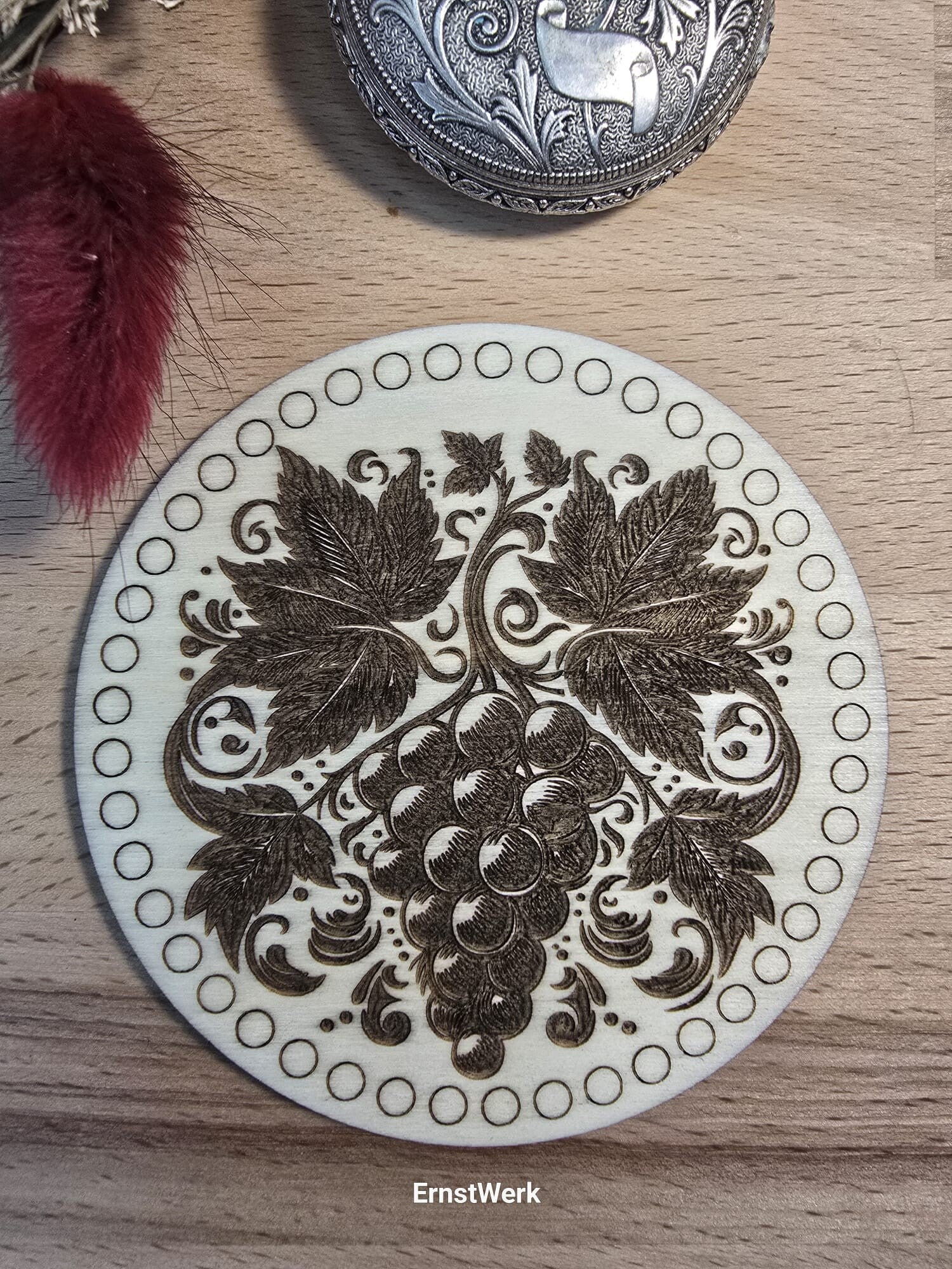 Holzuntersetzer „Weintraube“ 🍇