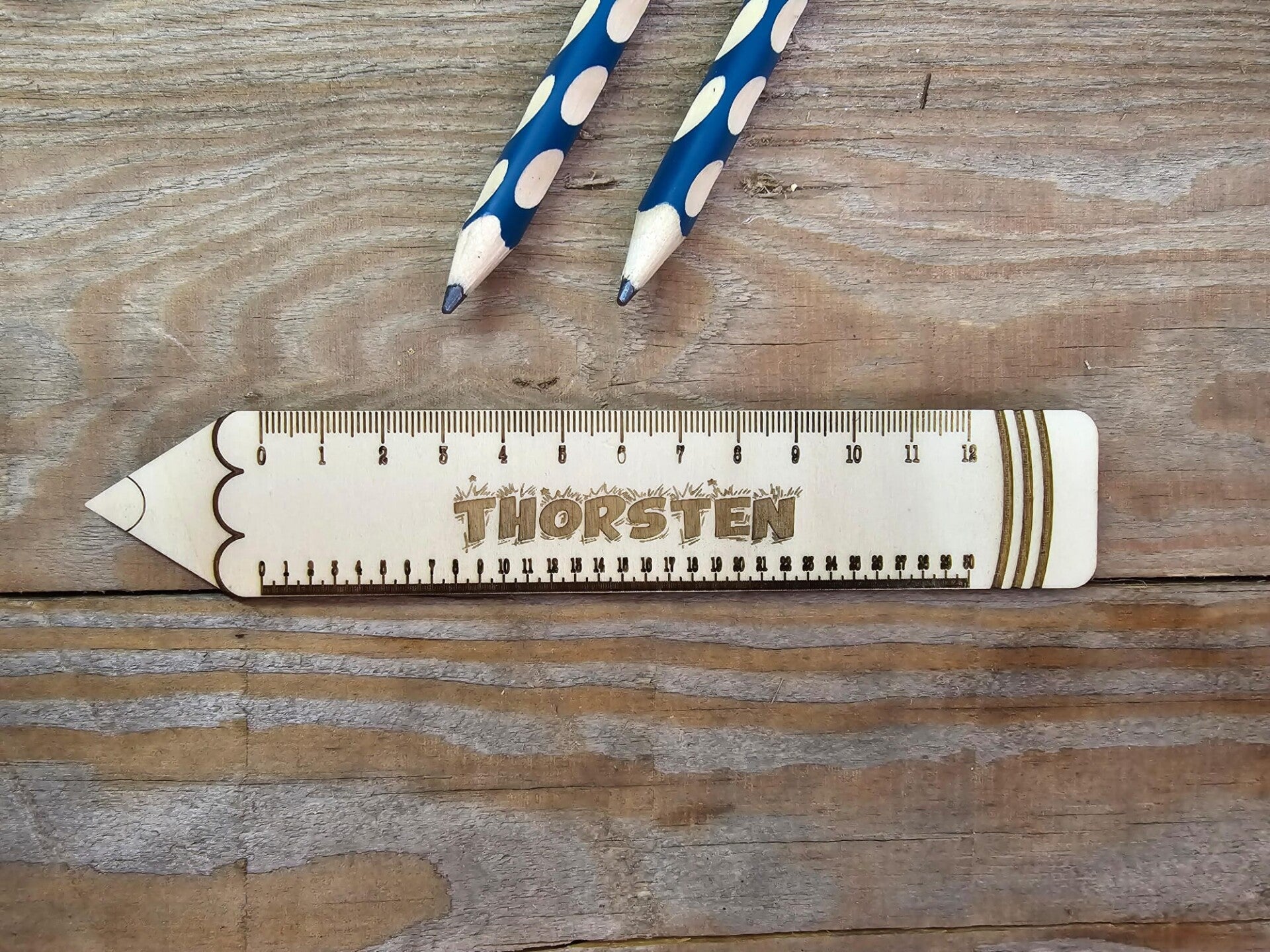 Personalisiert Lineal in Form eines Stiftes