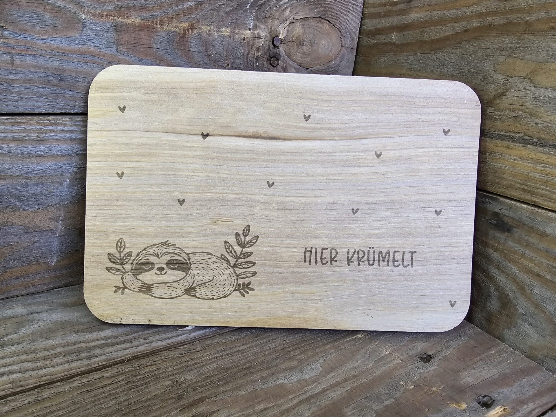 Personalisiertes Frühstücksbrettchen Faultier