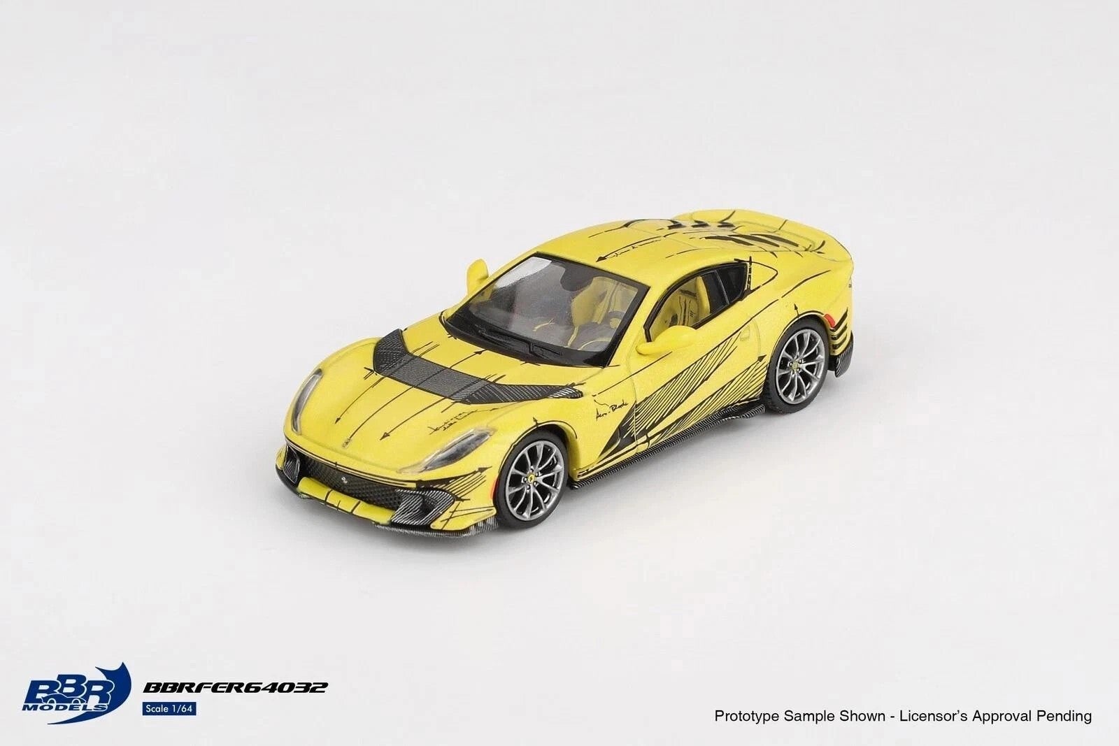 BBR 1/64 - Ferrari 812 Competizione Tailer made Yellow 2021 BBR035