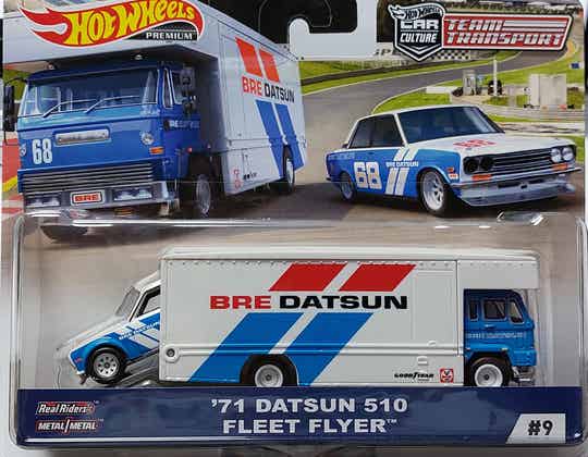 Hotwheels Team Transporter 9 '71 Datsun 510 Fleet Flyer