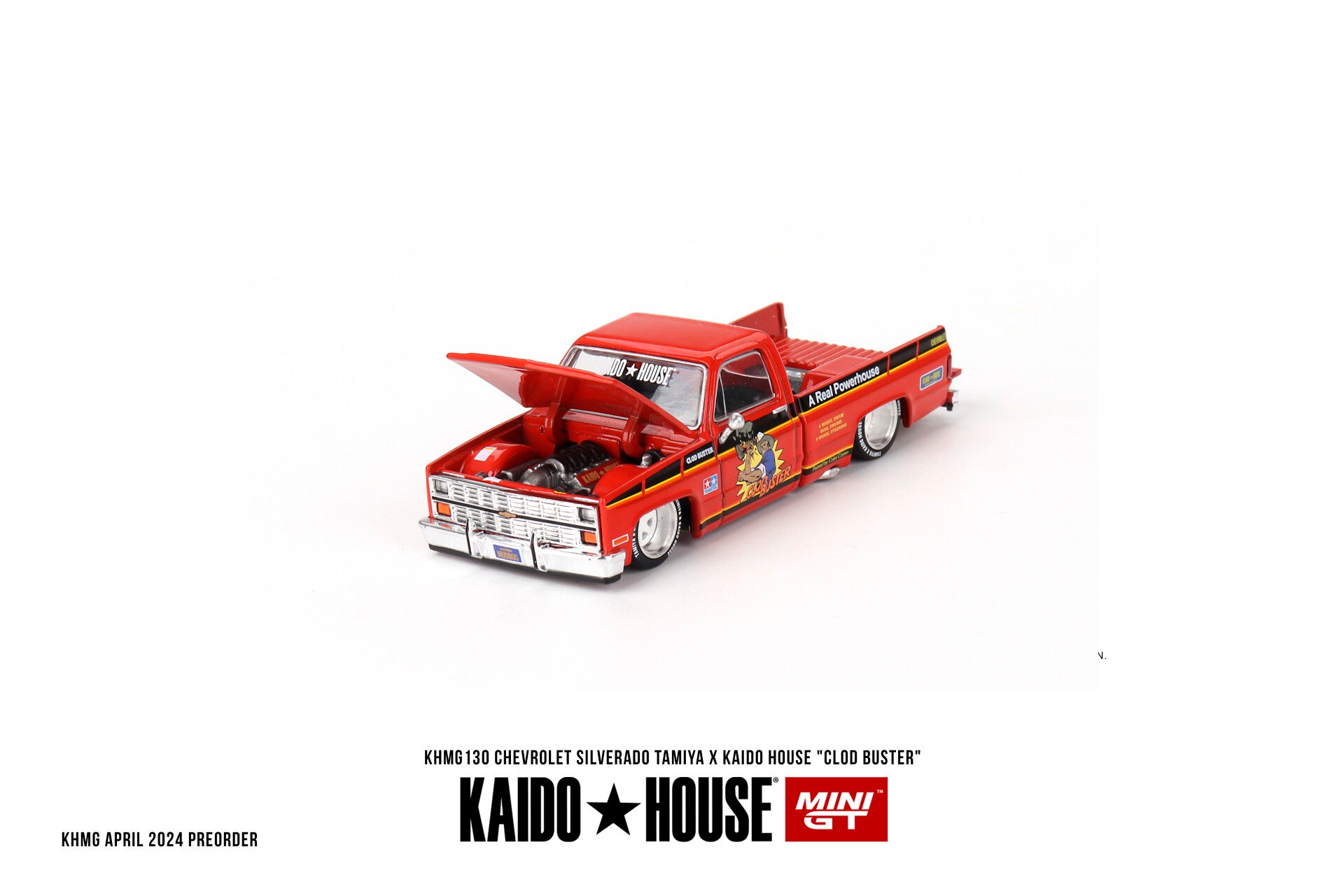 Mini GT 1/64 - Chevrolet Silverado TAMIYA x KAIDO HOUSE "Clod Buster" GEOPEND GEEN CHASEMgt247
