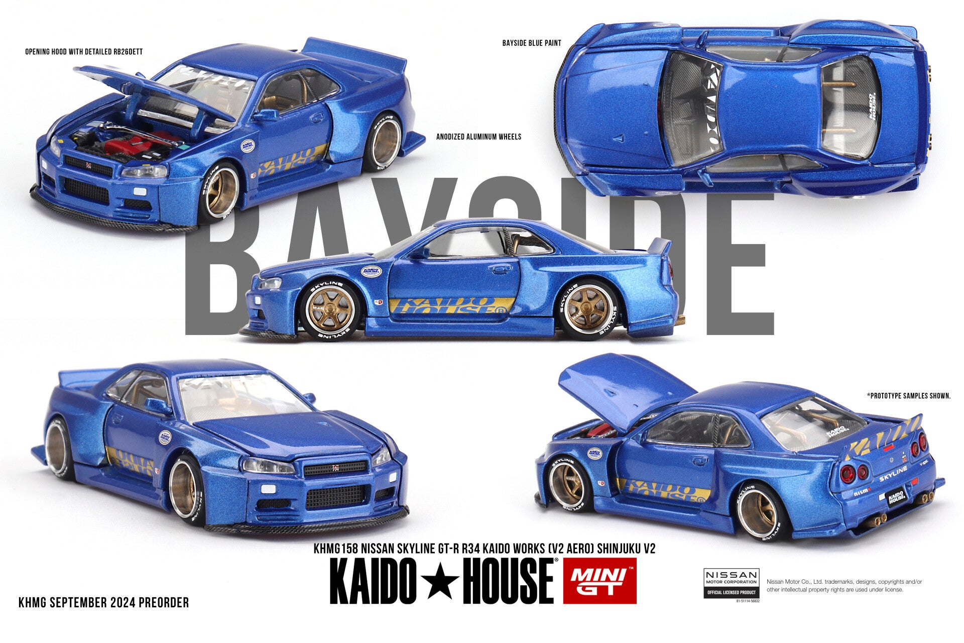 Mini GT 1/64 - Nissan Skyline GT-R (R34) Kaido Works (V2 Aero) SHINJUKU V2 Mgt300