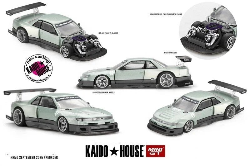 Mini GT 1/64 - Nissan Silvia S13-R Kaido Works V1 GEOPEND GEEN CHASE Mgt478