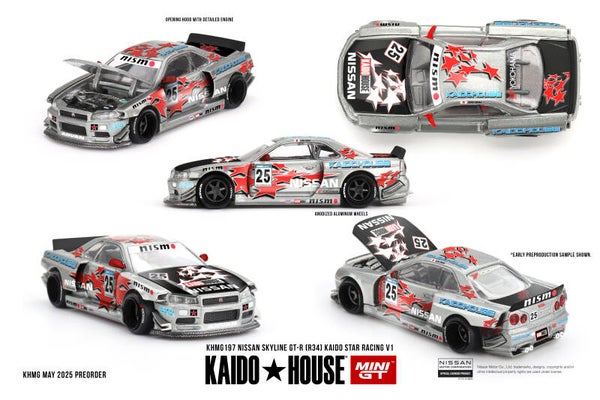 Mini GT 1/64 - Nissan Skyline GT-R (R34) Kaido Star Racing V1 Mgt505