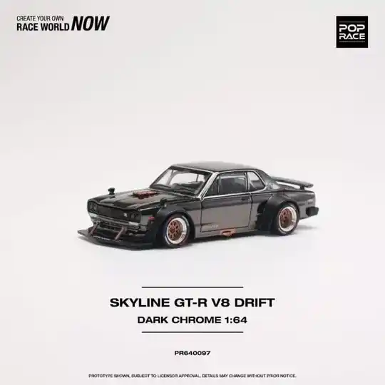 Pop Race 1/64 - Nissan Skyline GT-R V8 Drift Hakosuka dark chrome pop078