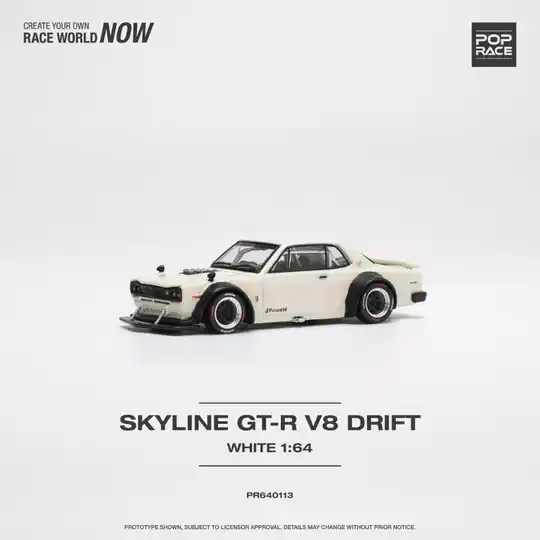 Pop Race 1/64 - Nissan Skyline GT-R V8 Drift Hakosuka white pop079