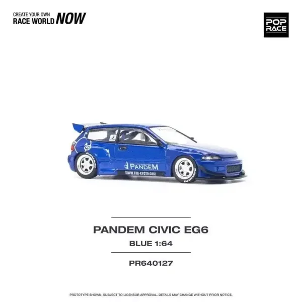 Pop Race 1/64 - Honda Pandem Civic EG6 - Blue pop100