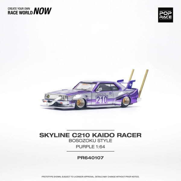Pop Race 1/64 - Nissan Skyline C21 Kaido racer purple / grey pop109