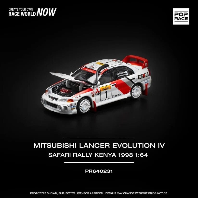 Pop Race 1/64 - Mitsubishi Lancer Evo IV #1 White  1:64 Pop162