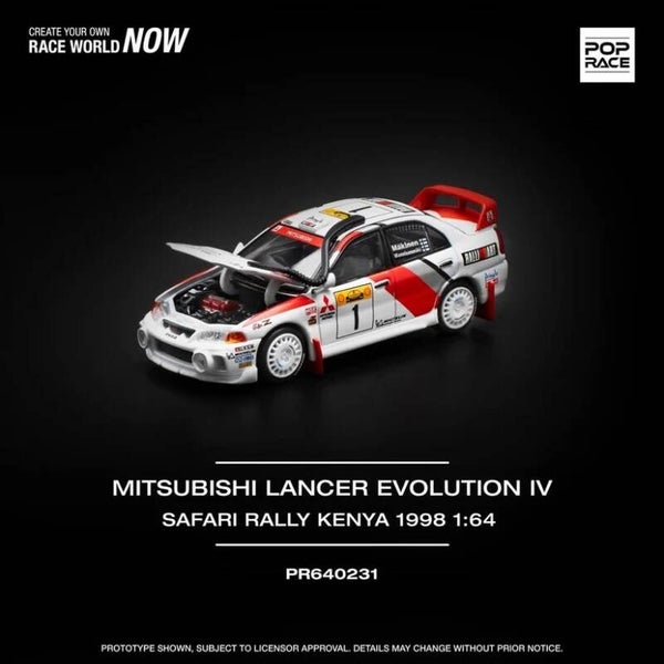 Pop Race 1/64 - Mitsubishi Lancer Evo IV #1 White  1:64 Pop162