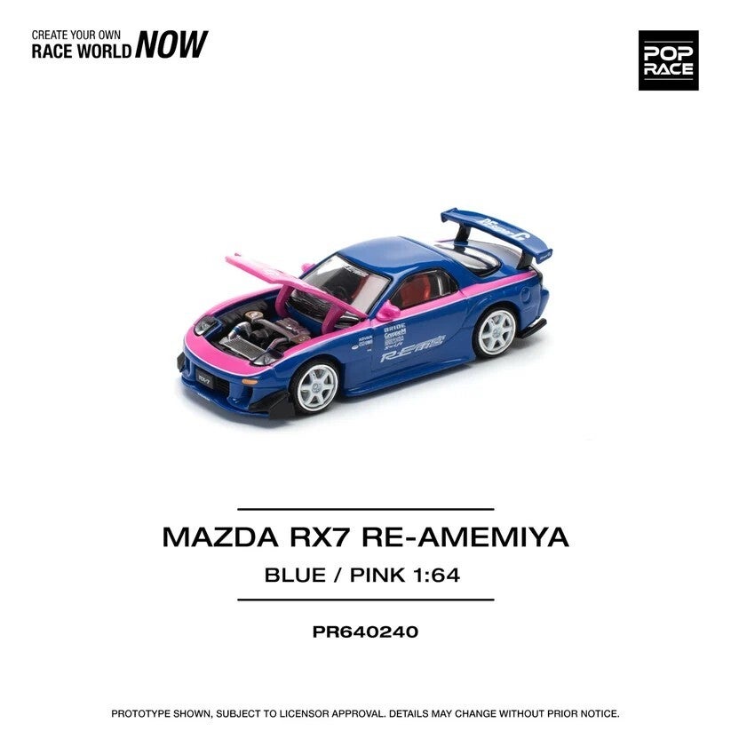 Pop Race 1/64 - Mazda RX7 RE-Amemiya Blue 1:64 Pop165