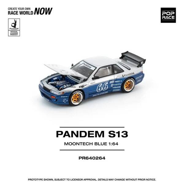 Pop Race 1/64 - Nissan Pandem S13 Grey / blue 1:64 Pop188