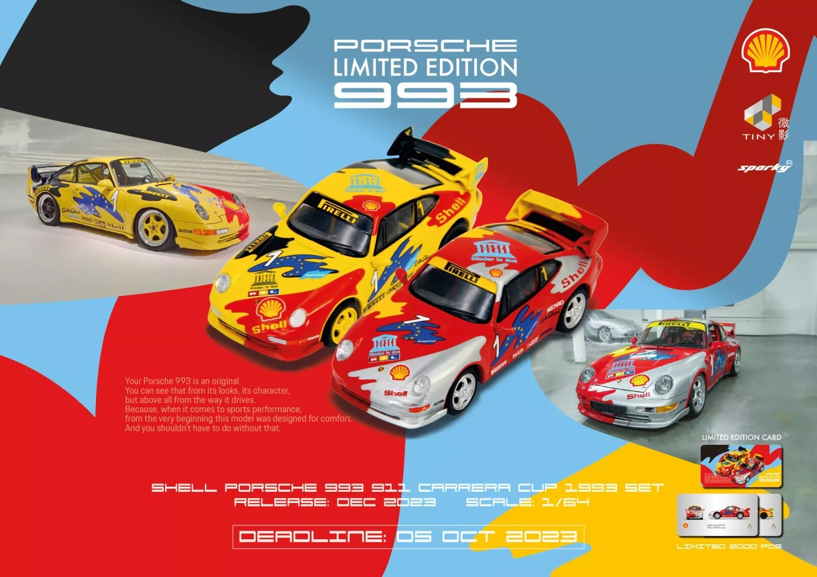 Sparky 1/64 - Porsche 993 set SHELL Tiny023 | Car out the box
