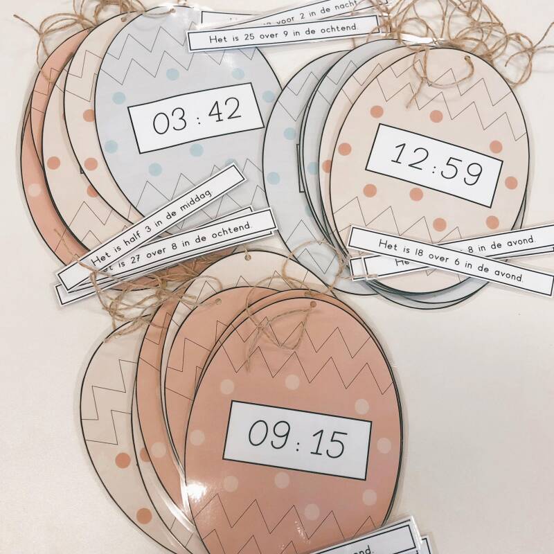 juf isis, lager onderwijs, spelend leren, paaseierenspel, digitale klok, vierde leerjaar