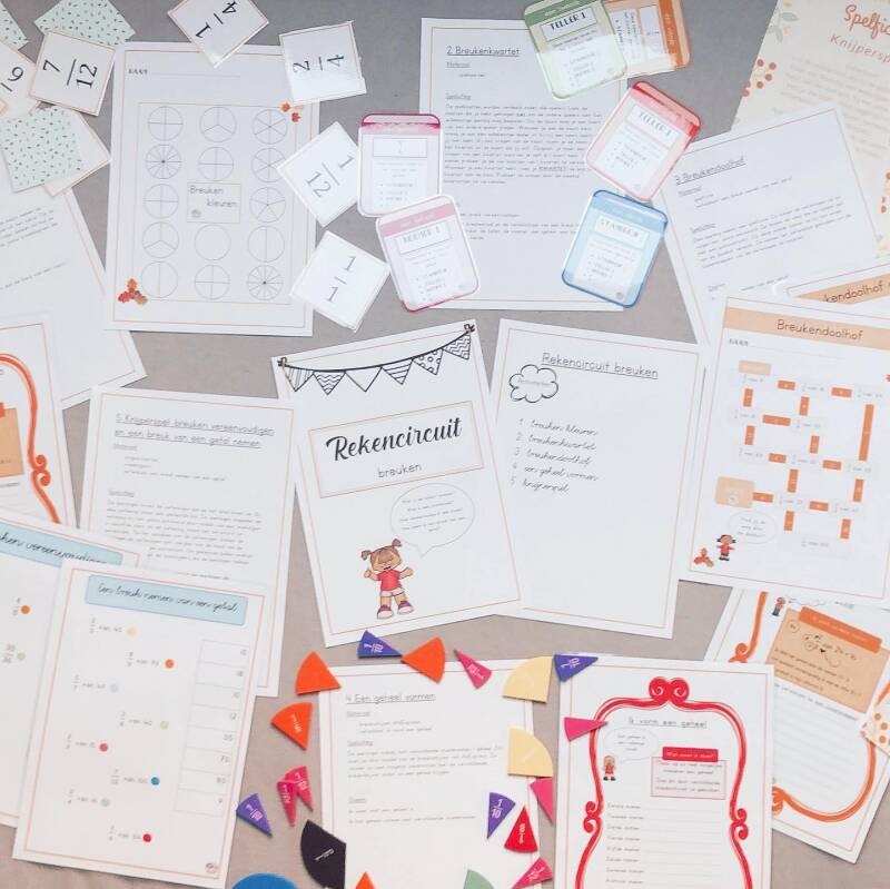 juf isis, vierde leerjaar, lager onderwijs, spelend leren, spelend rekenen, breukencircuit, breuken oefenen, vijfde leerjaar