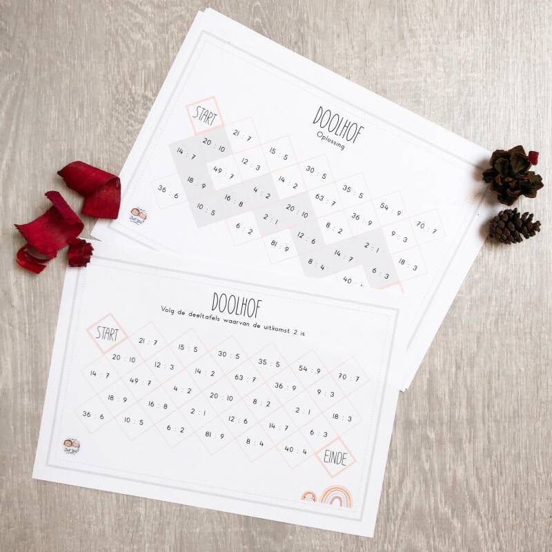 juf isis, vierde leerjaar, lager onderwijs, spelend leren, spelend rekenen, tafels oefenen, maaltafels oefenen, deeltafels oefenen, doolhof deeltafels