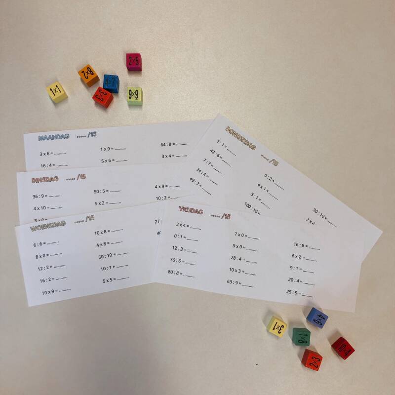 juf isis, leerkracht lager onderwijs, vierde leerjaar, maaltafels oefenen, deeltafels oefenen, keersommen, huiswerk rekenen