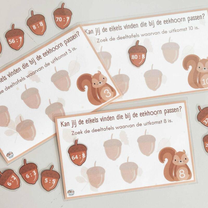 juf isis, lager onderwijs, vierde leerjaar, spelend leren, maaltafels oefenen, deeltafels oefenen, spelend rekenen, herfstspel tafels, herfstspel deeltafels