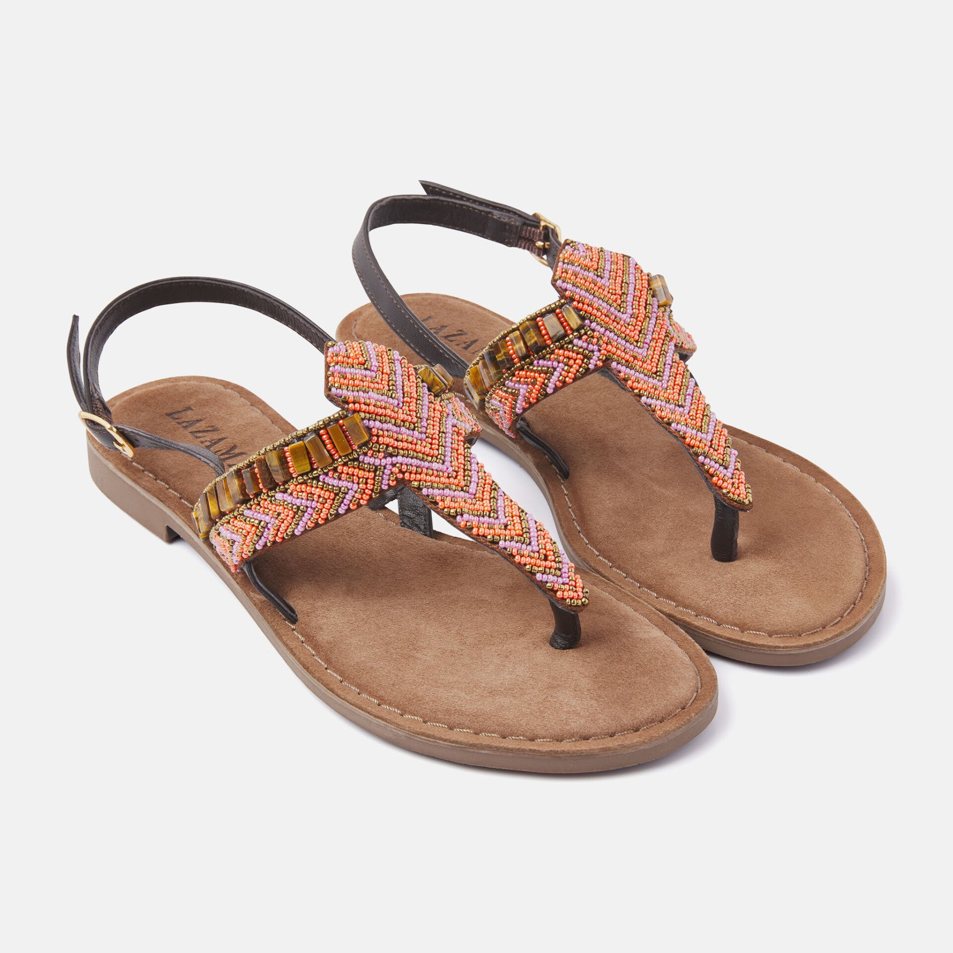 Lazamani Sandalen Kralen Oranje-Lila | NOX FASHION