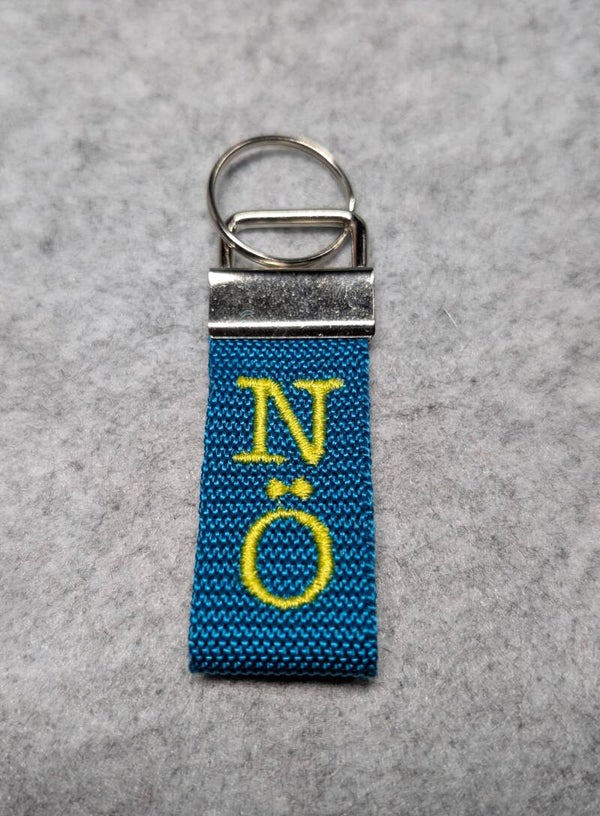 Schlüsselanhänger, Nö Gurtband bestickt, Wunschtext vers. Farben