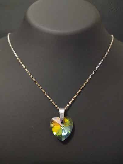Collier argent coeur cristal