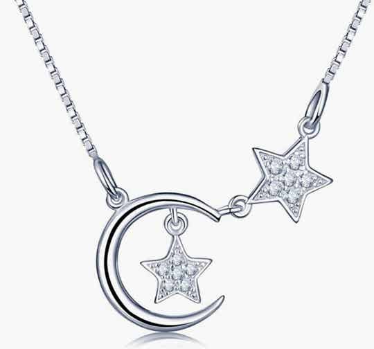 collier lune étoile argent