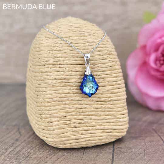 Collier Mini Baroque 16mm en Argent et Cristal Heliotrope