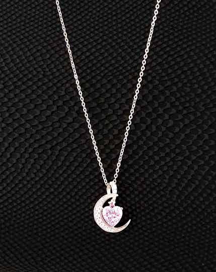 collier argent lune pierre