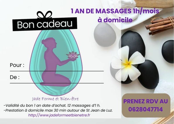 1 AN de massages / 12 massages d'1h