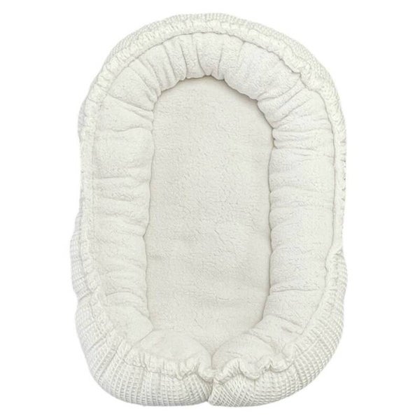 Luxe babynestje - Waffel/Teddy - Offwhite