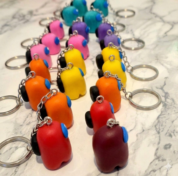 Handmade Among Us Crewmate Keyring – Classic Style – Free Tracked Delivery.