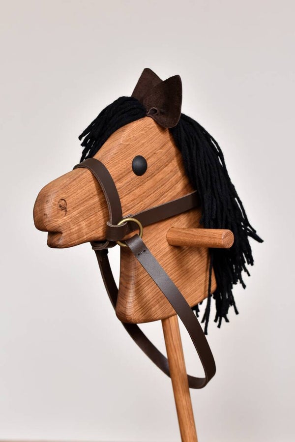 Steckenpferd Fohlen Eiche - 80cm - Mähne schwarz