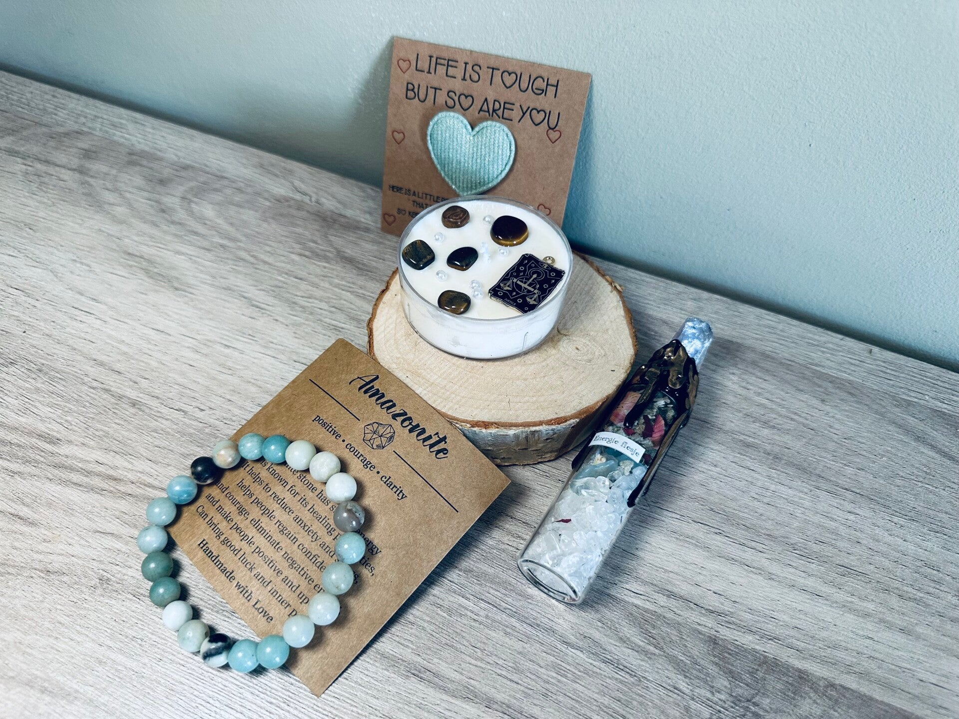 Kracht & moed kit - Amazoniet en tijgeroog