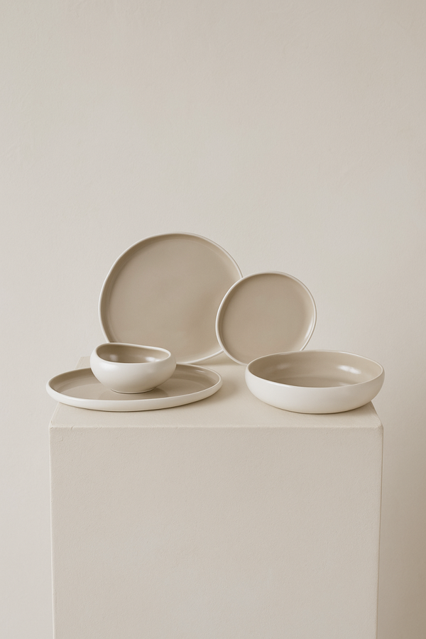 DINNER SET ORGANIC| WIT-BEIGE 25-DELIG