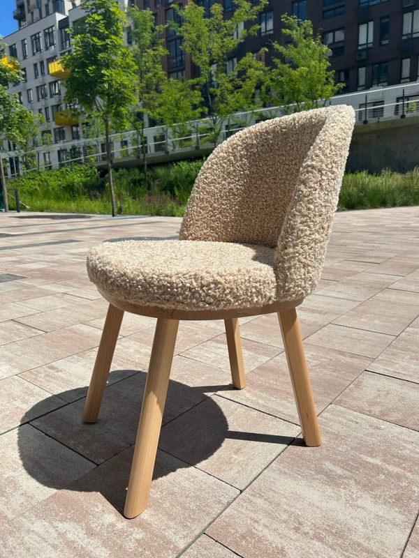 Eetkamerstoel Samba | Licht Eiken | Beige Bouclé