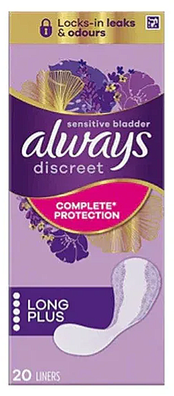 Always Discreet Incontinence Long Plus Liners Pack of 20