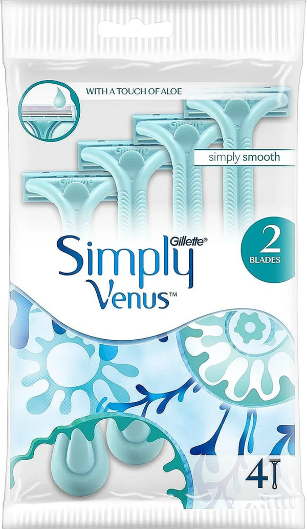 Gillette Simply Venus 2 Women's Disposable Razors, 4 Razors