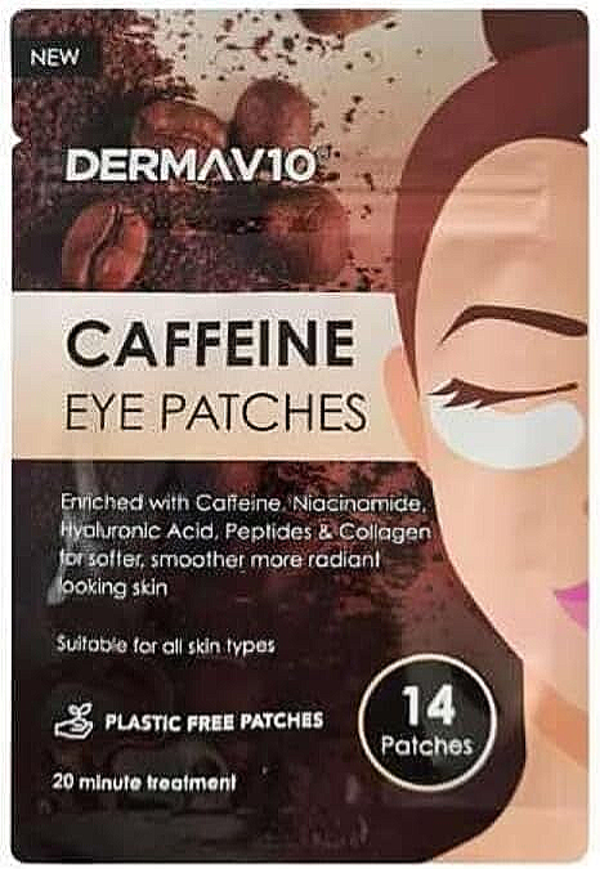 Derma V10 Under Eye Gel Mask Pads Caffeine Eye Patches with Hydrolyzed Collagen