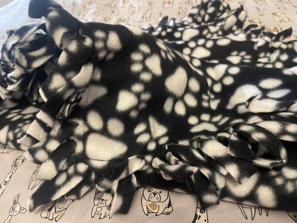 Blankets - -Black with White Paw prints